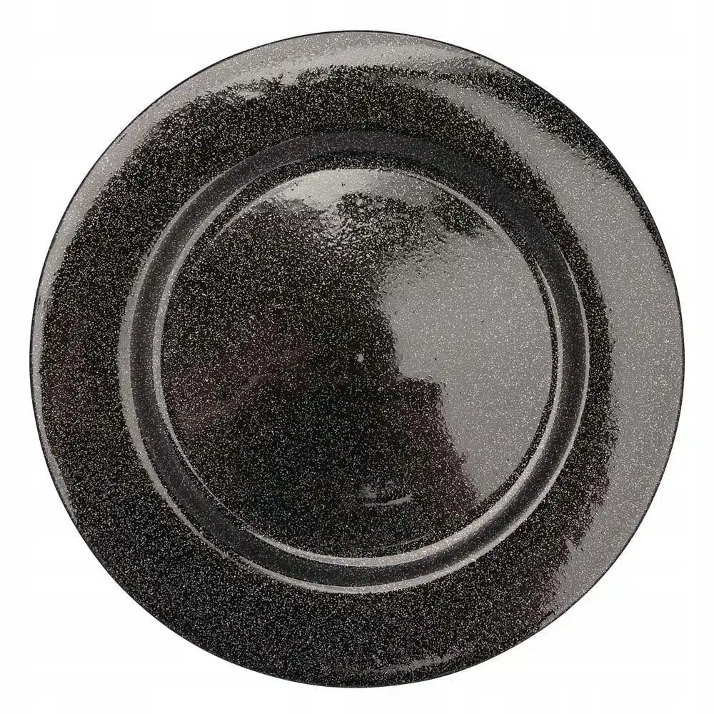 Plastikowy Talerz Podkład Czarny z Brokatem 28cm