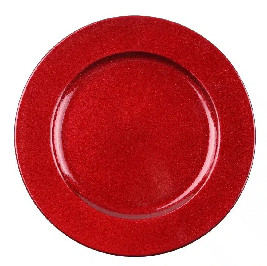 Plastikowy Talerz Podkład Czerwony z Brokatem 20cm