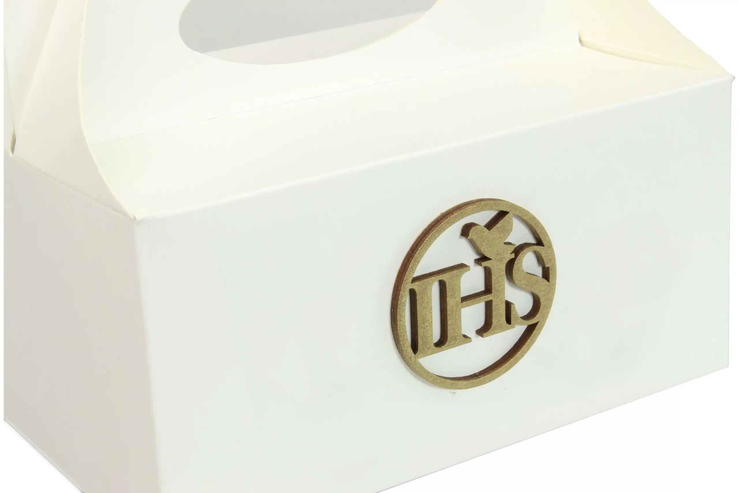 Pudełko na ciasto, Drewniany IHS Złoty 5x5cm