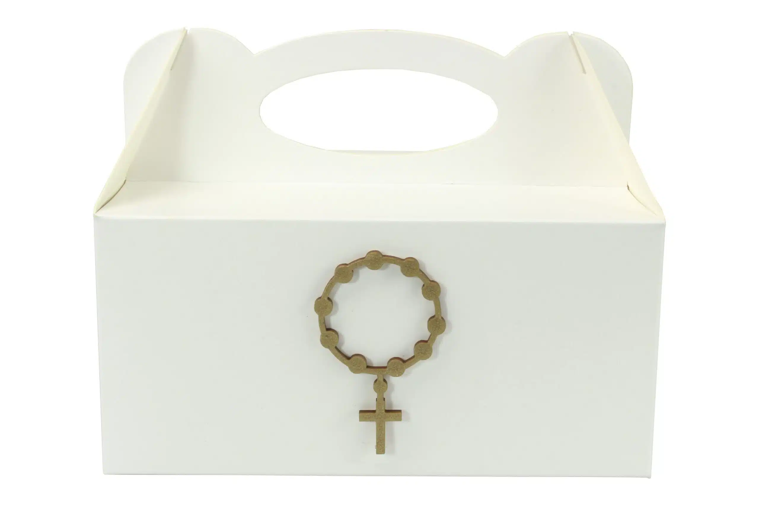 Pudełko na ciasto, Drewniany Różaniec Złoty 7x4cm