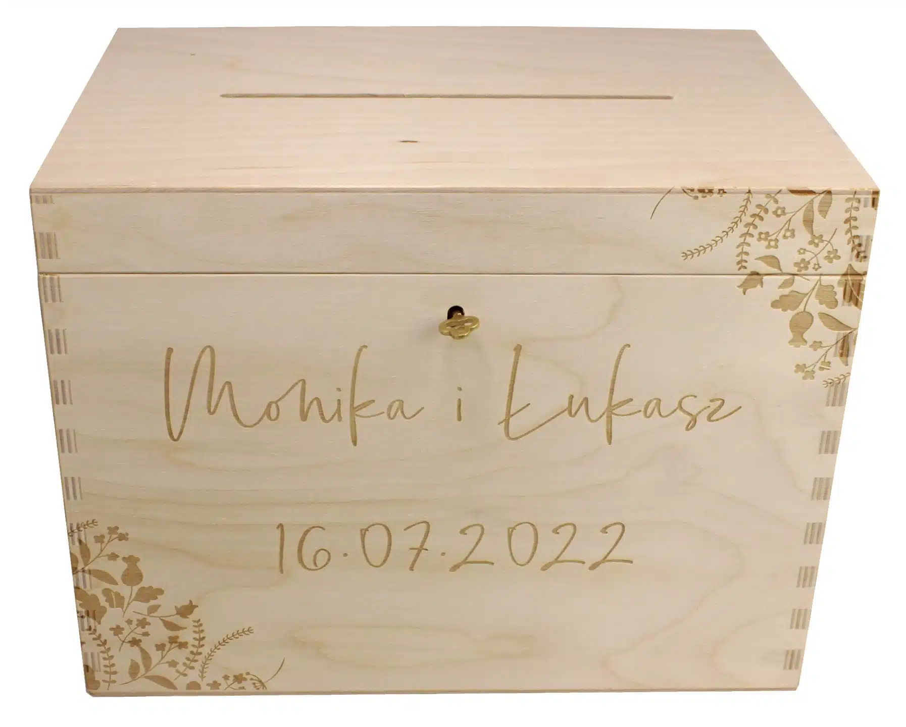 Pudełko na koperty Drewniane Zamek Grawer