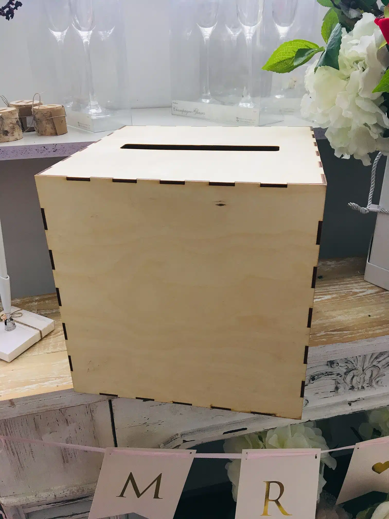 Pudełko na koperty Drewniane, zwykłe 25x25x25cm