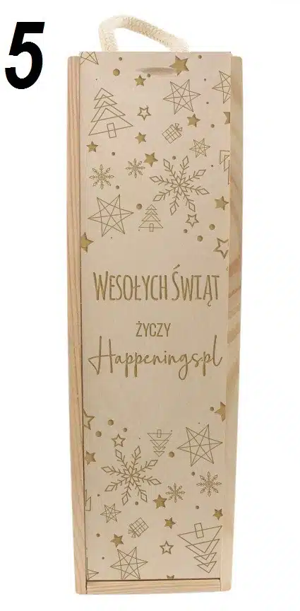 Pudełko-Skrzynka Na Wino Z Grawerem Na Prezent Świąteczny