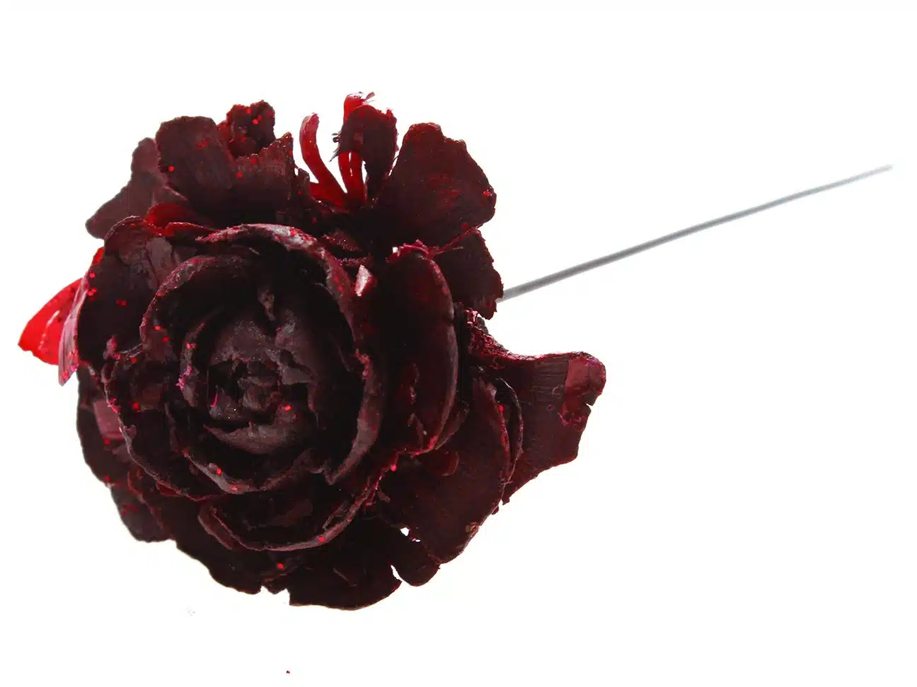 Róża na drucie, czerwona 12cm