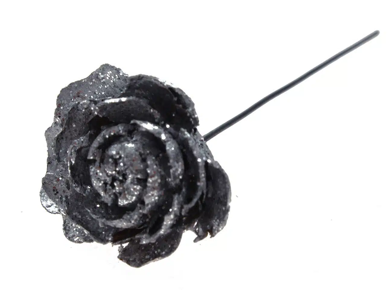 Róża na drucie, srebrna 12cm