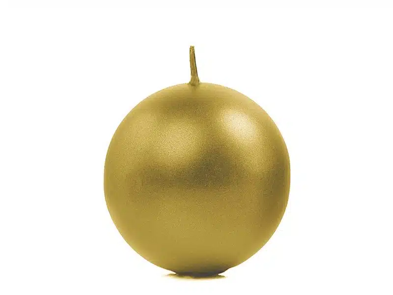 Świeca kula metalizowana złota, 6cm