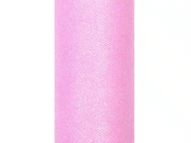 Tiul Błyszczący Brokatowy Różowy 0,15 x 9m
