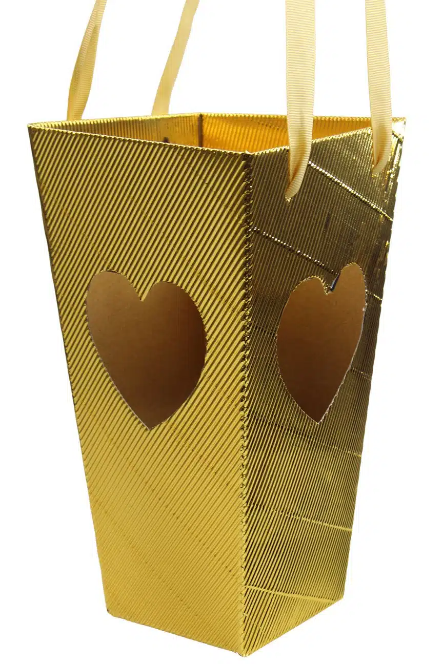 Torebka na kwiaty złote serce, flower box