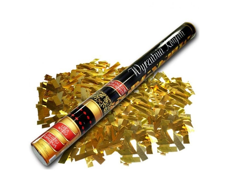 Wystrzałowa tuba konfetti 60cm metaliczne złote paski konfetti