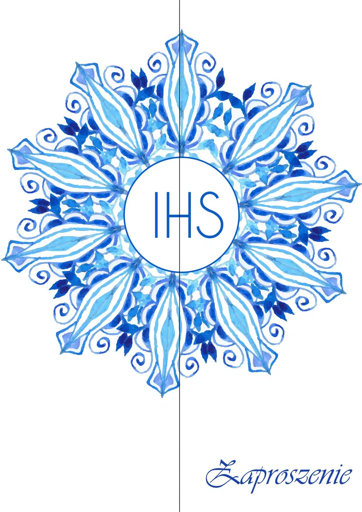 Zaproszenie Komunia Święta Niebieskie IHS