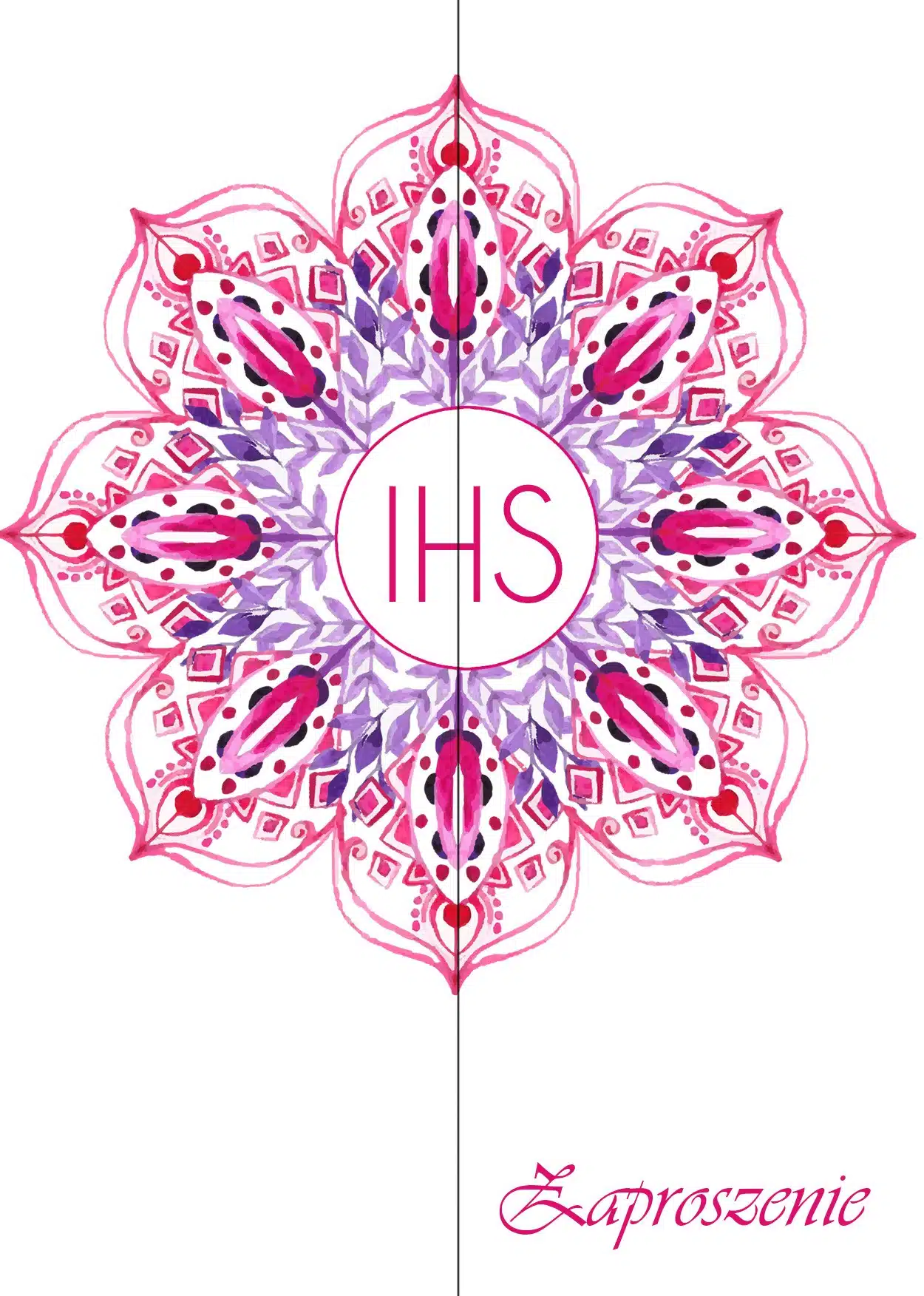 Zaproszenie Komunia Święta Różowe IHS