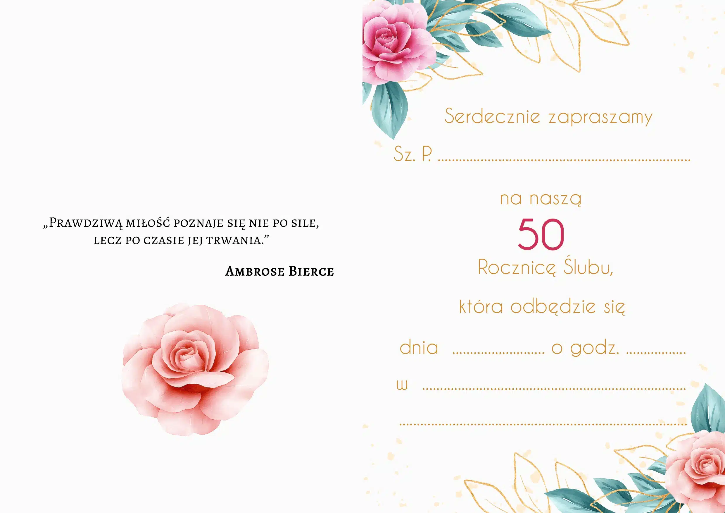 Zaproszenie na rocznicę ślubu Rose Olimpia