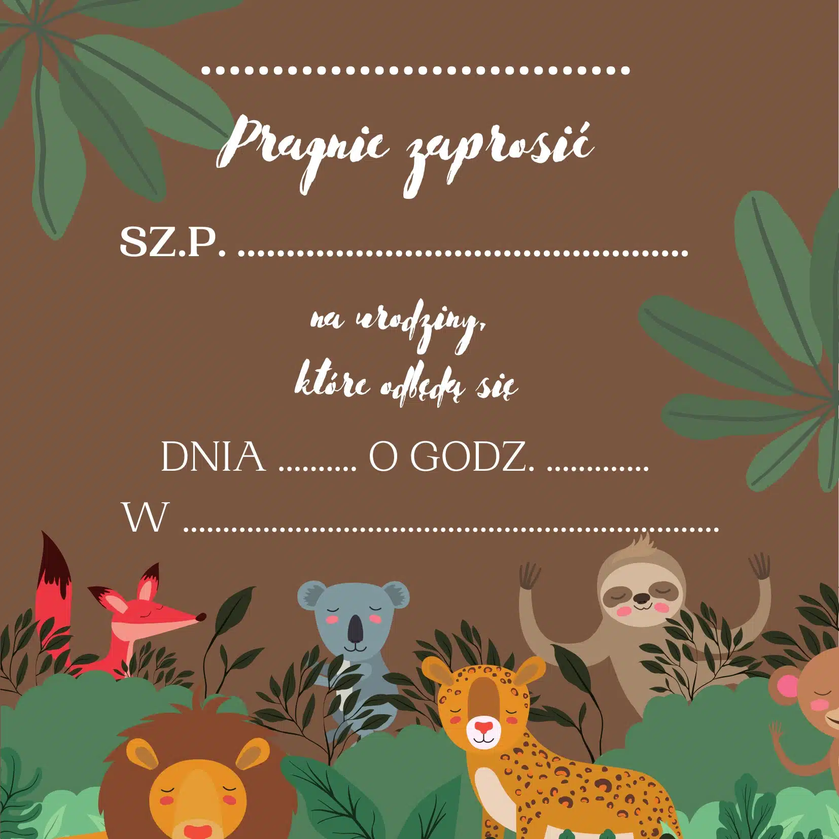 Zaproszenie na Urodzinki Safari