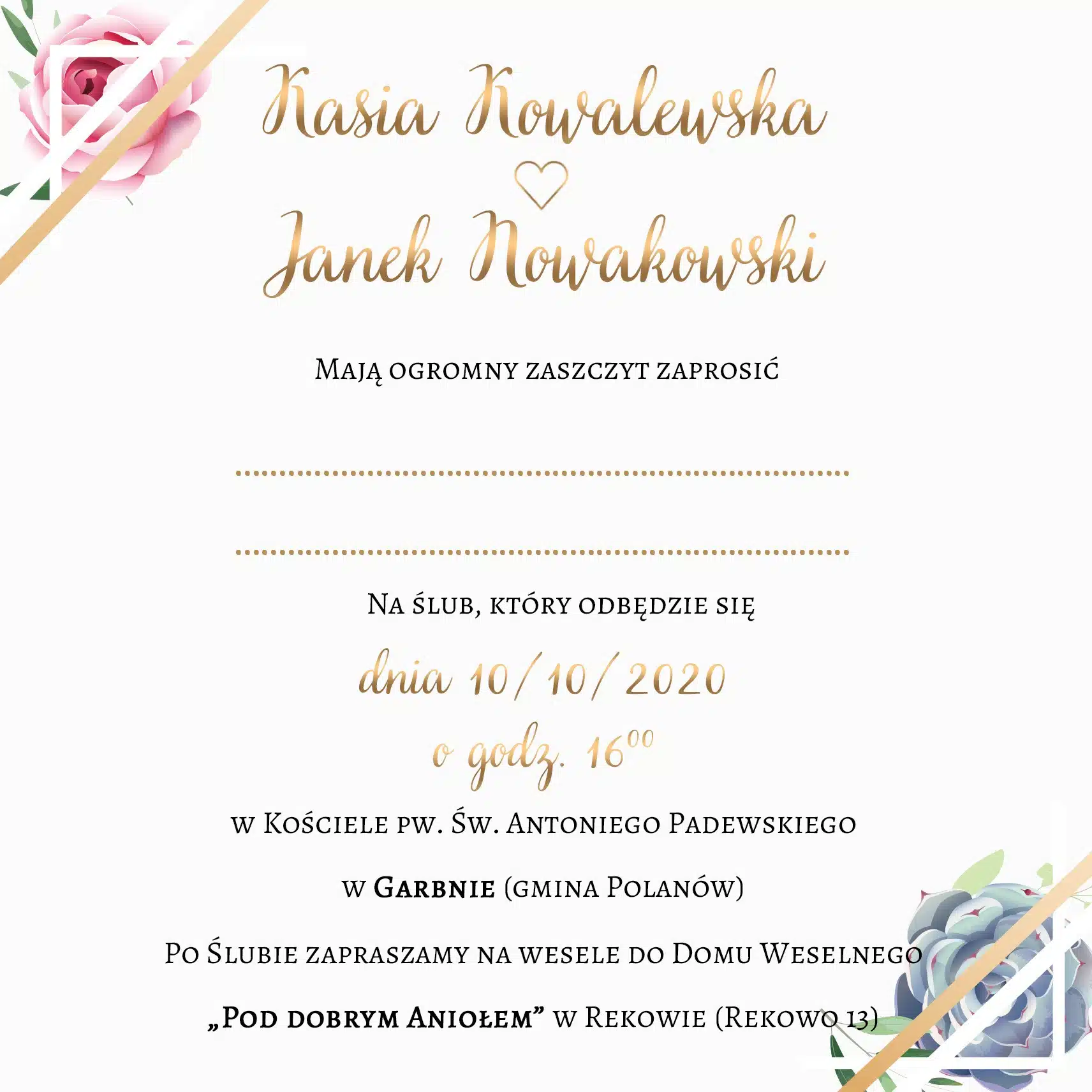 Zaproszenie Ślubne RSVP Wiosenne Kwiaty