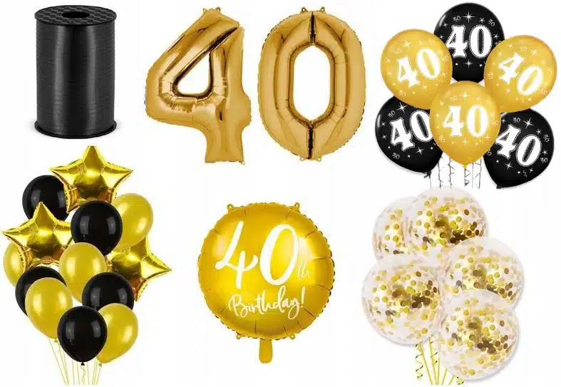 Zestaw dekoracji na 40 urodziny złoty