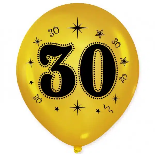 Złote balony na 30 urodziny 10 sztuk
