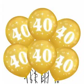 Złote balony na 40 urodziny 10 sztuk