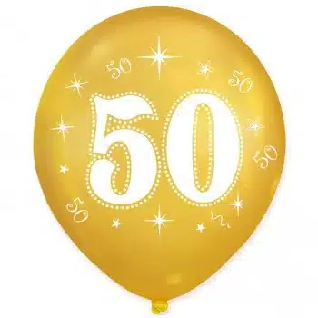 Złote balony na 50 urodziny 10 sztuk