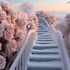 Artykuły florystyczne w zimowej scenerii dla kwiatów, róż.