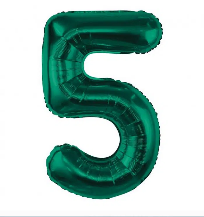 Balon foliowy Cyfra"5" w kolorze butelkowej zieleni w rozmiarze 85cm