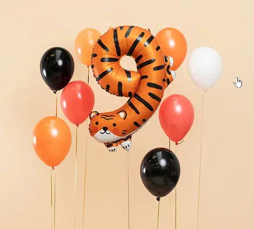 Balon na 9 urodziny w kształcie tygrysa na hel