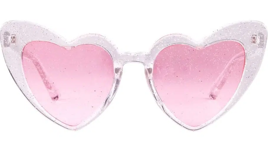 Okulary przeciwsłoneczne w kształcie serca różowe przezroczyste