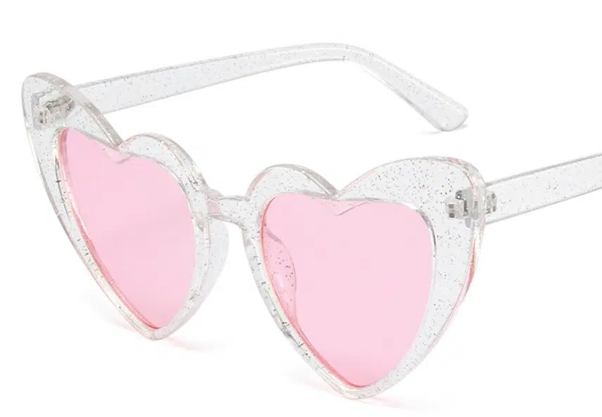Okulary transparentne z różowymi szkłami